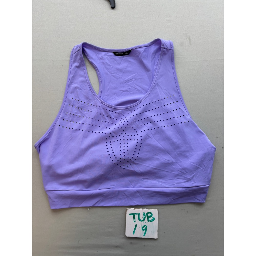 SHEIN CURVE Purple Laser Cut Perforated Racerback Sports Bra Plus Size 3XL